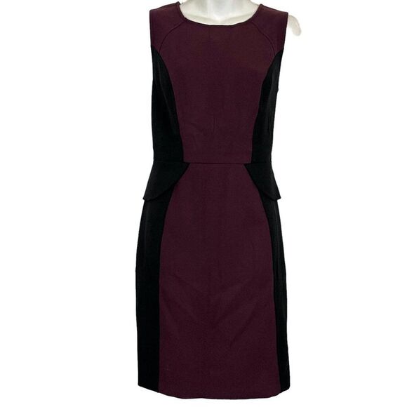 Ann Taylor Loft Womens Peplum Ponte Knit Purple Black Whimsigoth Stretch Dress 6 - Picture 1 of 16